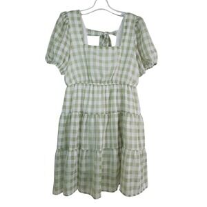 Mine Green and white checkered Dress‎ Size Large